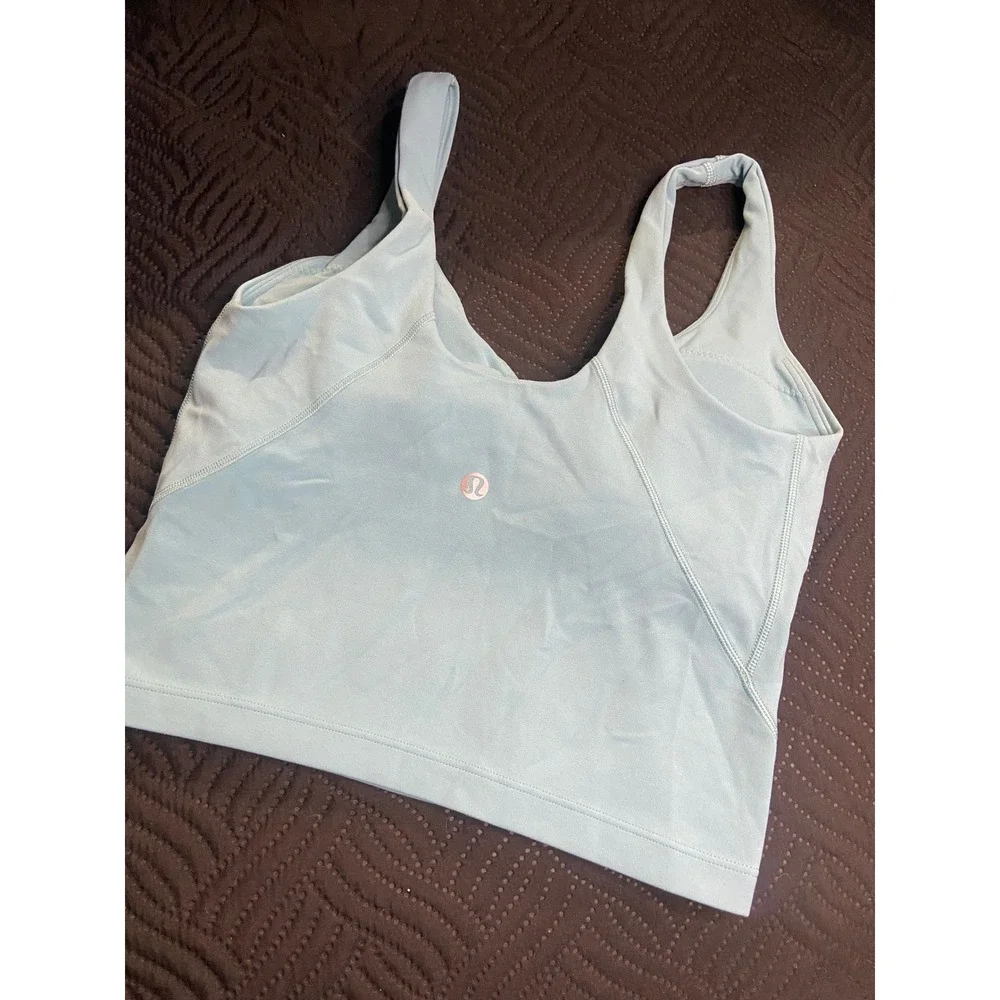 Lululemon Align Tank Top Tidal Teal Blue Nulu Yoga Crop Top Size 2 LW1DUDS